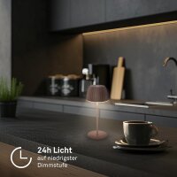 Akku-Leuchte Briloner Riffle Mini 1,5 Watt LED Braun Tischleuchte Touch-Dimmer IP44 Tischlampe
