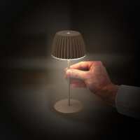 Akku-Leuchte Briloner Riffle Mini 1,5 Watt LED Braun Tischleuchte Touch-Dimmer IP44 Tischlampe