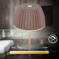 Akku-Leuchte Briloner Riffle Mini 1,5 Watt LED Braun Tischleuchte Touch-Dimmer IP44 Tischlampe