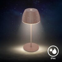 Akku-Leuchte Briloner Riffle Mini 1,5 Watt LED Braun Tischleuchte Touch-Dimmer IP44 Tischlampe