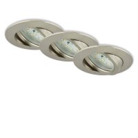 Einbauleuchte Briloner LED 3er Set dimmbar über Lichtschalter 6,5 Watt Nickelmatt Einbauspot warmweiß
