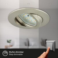 Einbauleuchte Briloner LED 3er Set dimmbar über Lichtschalter 6,5 Watt Nickelmatt Einbauspot warmweiß