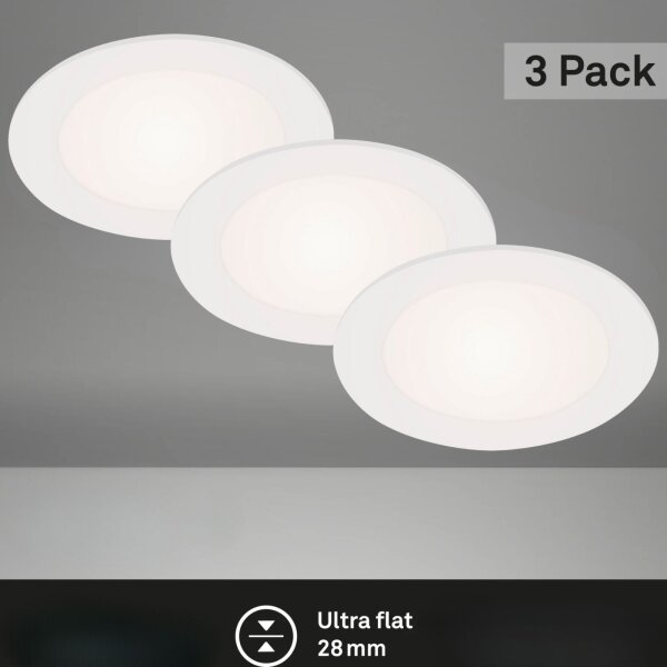 Einbauleuchten Briloner LED 3er Set IP23 Neutralweiß 6 Watt Einbaupanel weiß