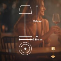 Akku-Leuchte Briloner 2,5 Watt LED Gold Tischleuchte Touchdimmer IP44