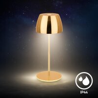 Akku-Tischleuchte Akku-Leuchte, Goldfarbig, 2,5 Watt, Touchdimmer, IP44, Ø 8 cm – Briloner