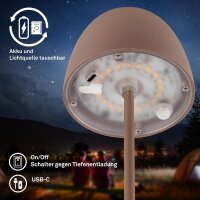 Akku-Leuchte Briloner 2,5 Watt LED Umbrasand Tischleuchte Touchdimmer Tischlampe IP44