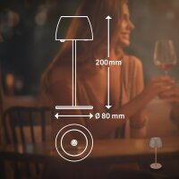 Akku-Leuchte Briloner 2,5 Watt LED Umbrasand Tischleuchte Touchdimmer Tischlampe IP44