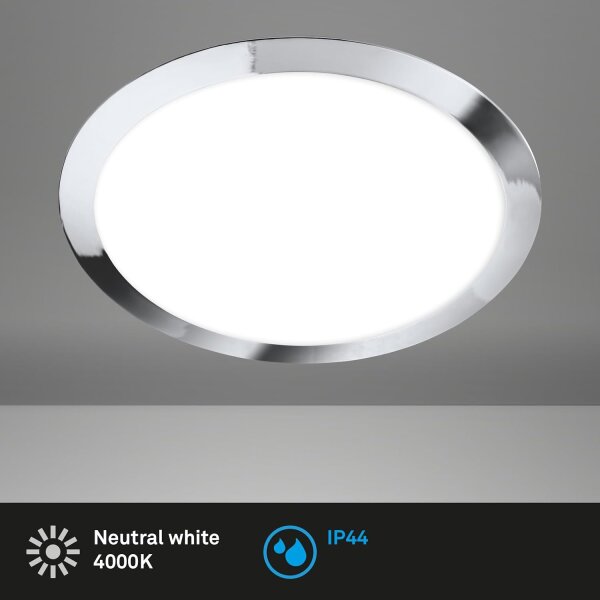 Badleuchte Briloner 12 Watt LED Deckenlampe IP44 Chrom 1250 Lumen Neutralweiß