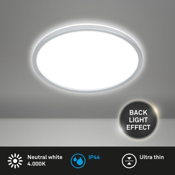 Deckenleuchte Briloner Badlampe 18 Watt LED Chrom-matt 29 cm Deckenlampe Badezimmerleuchte