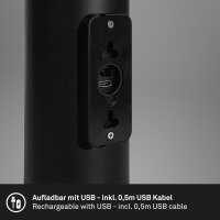 Akku-Leuchte Briloner Wandlampe 6 Watt LED Touchdimmer Wandlampe Schwarz Timer IP44