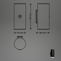 Akku-Leuchte Briloner Wandlampe 6 Watt LED Touchdimmer Wandlampe Schwarz Timer IP44
