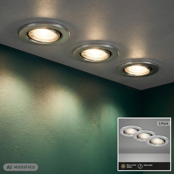 Einbauleuchten Briloner 3 x 4,9 Watt LED Aluminium Spots Einbaulampen