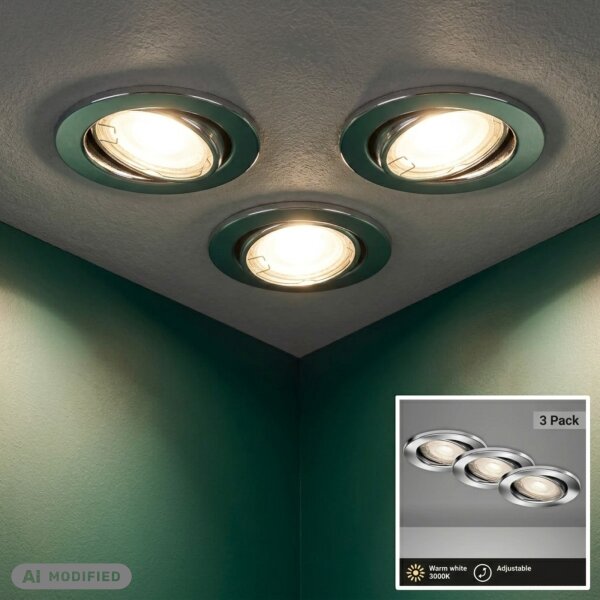 Einbauleuchten Briloner 3 x 4,9 Watt LED Chrom Spots Einbaulampen
