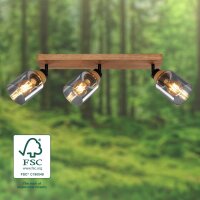 Strahler Briloner 3er Spot Rauchglas Deckenlampe Holz...
