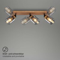Strahler Briloner 3er Spot Rauchglas Deckenlampe Holz Deckenleuchte