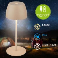Akku-Leuchte Briloner 2,5 Watt LED Beige Tischleuchte...