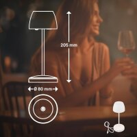 Akku-Leuchte Briloner 1,5 Watt LED Ladestation Weiß Tischleuchte Touchdimmer IP 44 Tischlampe