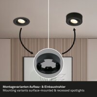 LED Einbauleuchte Ein- & Aufbau, Schwarz, Bohrloch 7,6 cm, 5 Watt, Ø 9,3 cm – Briloner