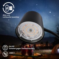 Akku-Leuchte Briloner Stehlampe 6 Watt LED Standleuchte Schwarz leseleuchte Touchdimmer