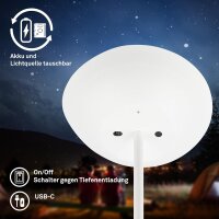 Akku-Leuchte Briloner 8 Watt LED Standleuchte Weiß dimmbar 170 cm Stehlampe Deckenfluter