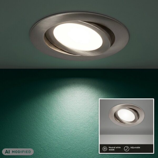 Einbauleuchte Briloner LED Panel 7 Watt LED Nickelmatt Neutralweiß Einbaulampe