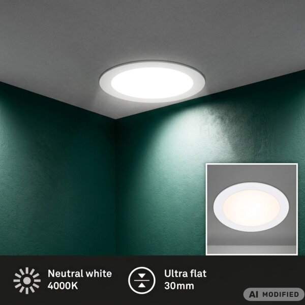Briloner LED-Einbauleuchte Ø 170 mm – 12 W – 1200 lm – 4000 K – Weiß