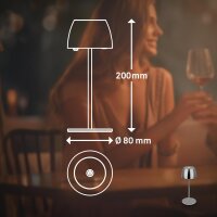 Akku-Leuchte Briloner Tischlampe 2,5 Watt LED Schwarz-Chrom Tischleuchte Touchdimmer IP44