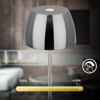 Akku-Tischleuchte Akku-Leuchte, Schwarz-Chrom, 2,5 Watt, Touchdimmer, IP44, Ø 8 cm – Briloner