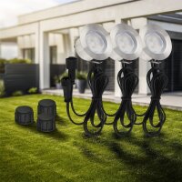 Briloner Connect to Shine LED Bodeneinbauleuchten 3er-Set Erweiterungsset IP67 Silber