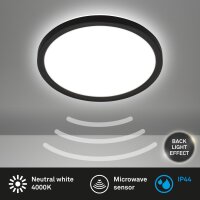 LED Deckenleuchte Move, Schwarz, 16 Watt, 1900lm, 4000K, mit Bewegungsmelder – Briloner