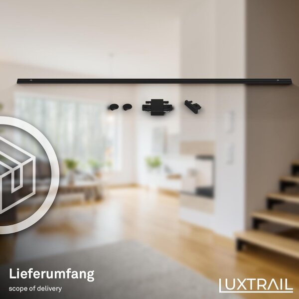 Briloner Luxtrail Stromschiene-Set 1 m Schwarz – Erweiterung 48 V System
