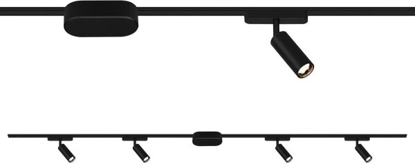 Schienensystem Briloner Starter-Set Schwarz 4 LED Spots 2 Schienen Trafo Niedervolt
