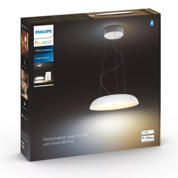 Philips Hue Amaze Pendelleuchte – Smarte LED-Hängeleuchte mit White Ambiance und Dimmschalter