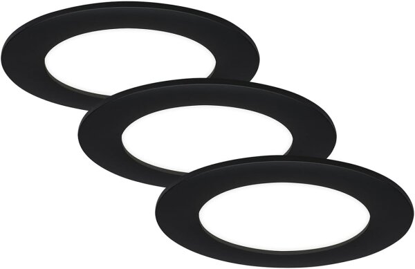 Einbauleuchten Briloner 6 Watt LED 3er Set Schwarz Spots IP44 Einbaulampen 4000 K