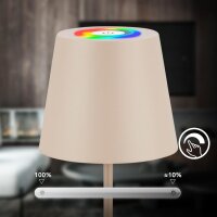 Akku-Tischleuchte Akku-Leuchte, Beige, 3,5 Watt, Touchdimmer, IP44, Ø 12 cm – Briloner