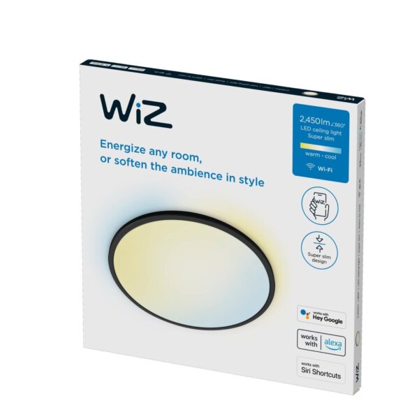 Philips WiZ SuperSlim LED Deckenleuchte 22W smart dimmbar Ø43cm schwarz Tunable White