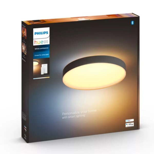 Philips Hue Deckenleuchte „Enrave XL“ – Weißtonsteuerung, WLAN-Bluetooth, dimmbar, mit Dimmschalter