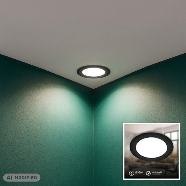 Einbauleuchte Briloner 12 Watt LED Panel Schwarz 1200 Lumen Einbaulampe Neutralweiß