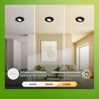 Briloner LED Einbaustrahler schwarz Set 3-fach – Ø 90 mm – 4,9 W – dimmbar – Farbtemperaturwechsel