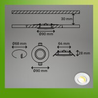 Briloner LED-Einbaustrahler Set 3-fach – 4,9 W pro Spot – Dimmbar, Farbtemperatur wählbar – Ø 90 mm