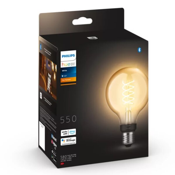 Leuchtmittel Philips Hue White Filament Globe G93 E27 Smart-Bulb – 7W 2100K