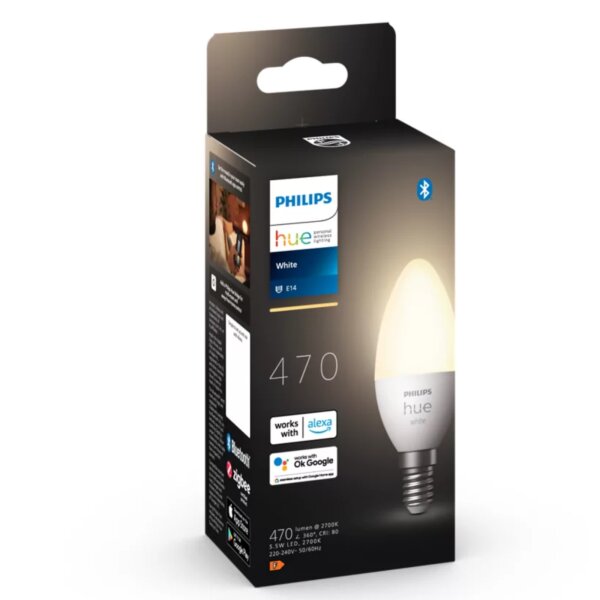Leuchtmittel Philips Hue White Candle E14 Smart-Birne – 5,5W (470lm)