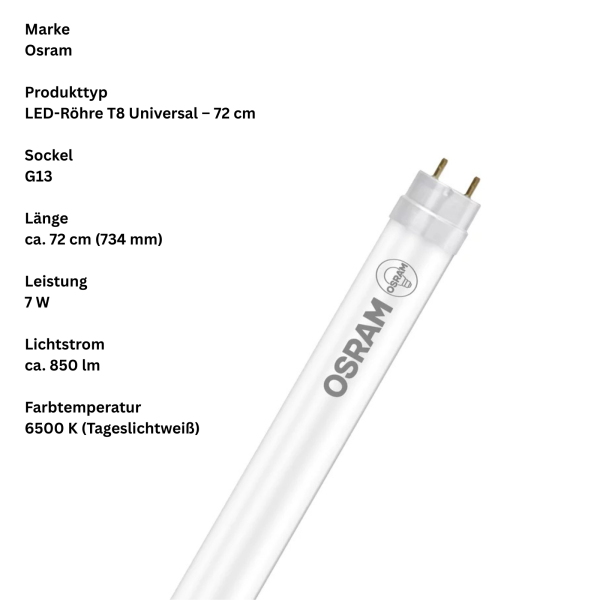 OSRAM LED Röhre T8 16 EM 720 mm 7W Tageslichtweiß 850 lm G13