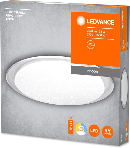 Deckenleuchte LEDVANCE ORBIS Sparkle Remote‑CCT 460 mm 24 W – Decken- und Wandleuchte