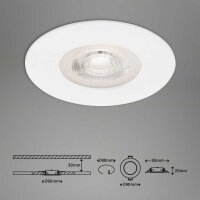 LED Einbauleuchte EBL, Weiß, Bohrloch 6,8 cm, 4,8 Watt, 480lm, 3000K, dimmbar, IP44 – Briloner