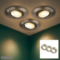 Einbauleuchten Briloner 3 x 4,9 Watt LED Nickelmatt...