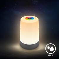 Akku-Leuchte Briloner 2,8 Watt LED Tischleuchte RGBW Anthrazit Touchdimmer IP44 Tischlampe