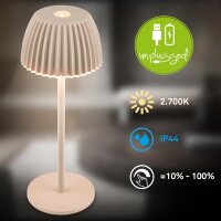 Akku-Tischleuchte Riffle Nano, Beige (Sandfarben), 1,5 Watt, dimmbar, Touchdimmer – Briloner