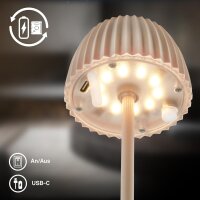 Akku-Tischleuchte Riffle Nano, Beige (Sandfarben), 1,5 Watt, dimmbar, Touchdimmer – Briloner