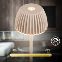 Akku-Tischleuchte Riffle Nano, Beige (Sandfarben), 1,5 Watt, dimmbar, Touchdimmer – Briloner